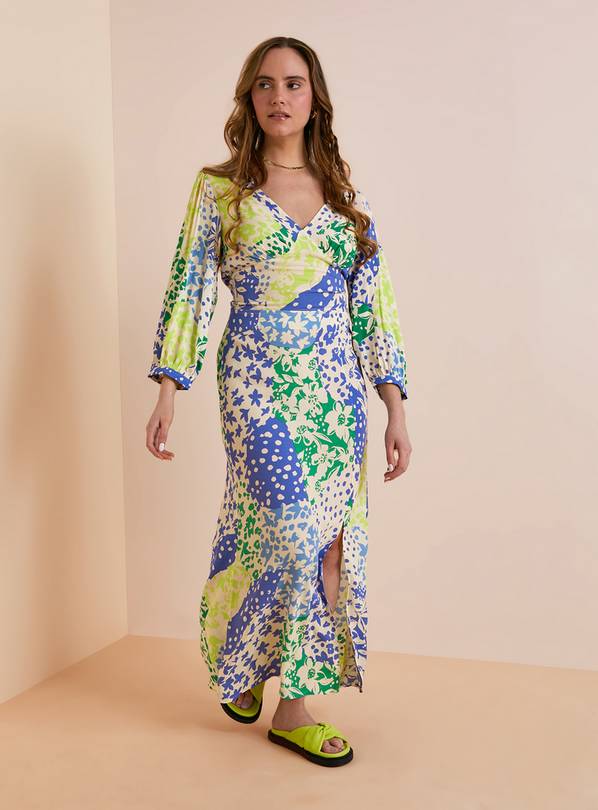 Everbelle Patchwork Floral Coord Side Split Midaxi Skirt 10
